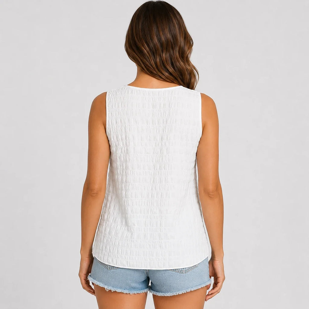Lace Yoke Sleeveless Top WHD0606109