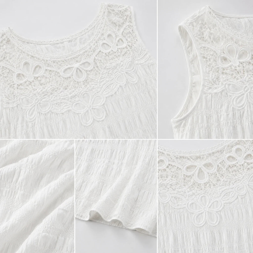 Lace Yoke Sleeveless Top WHD0606109