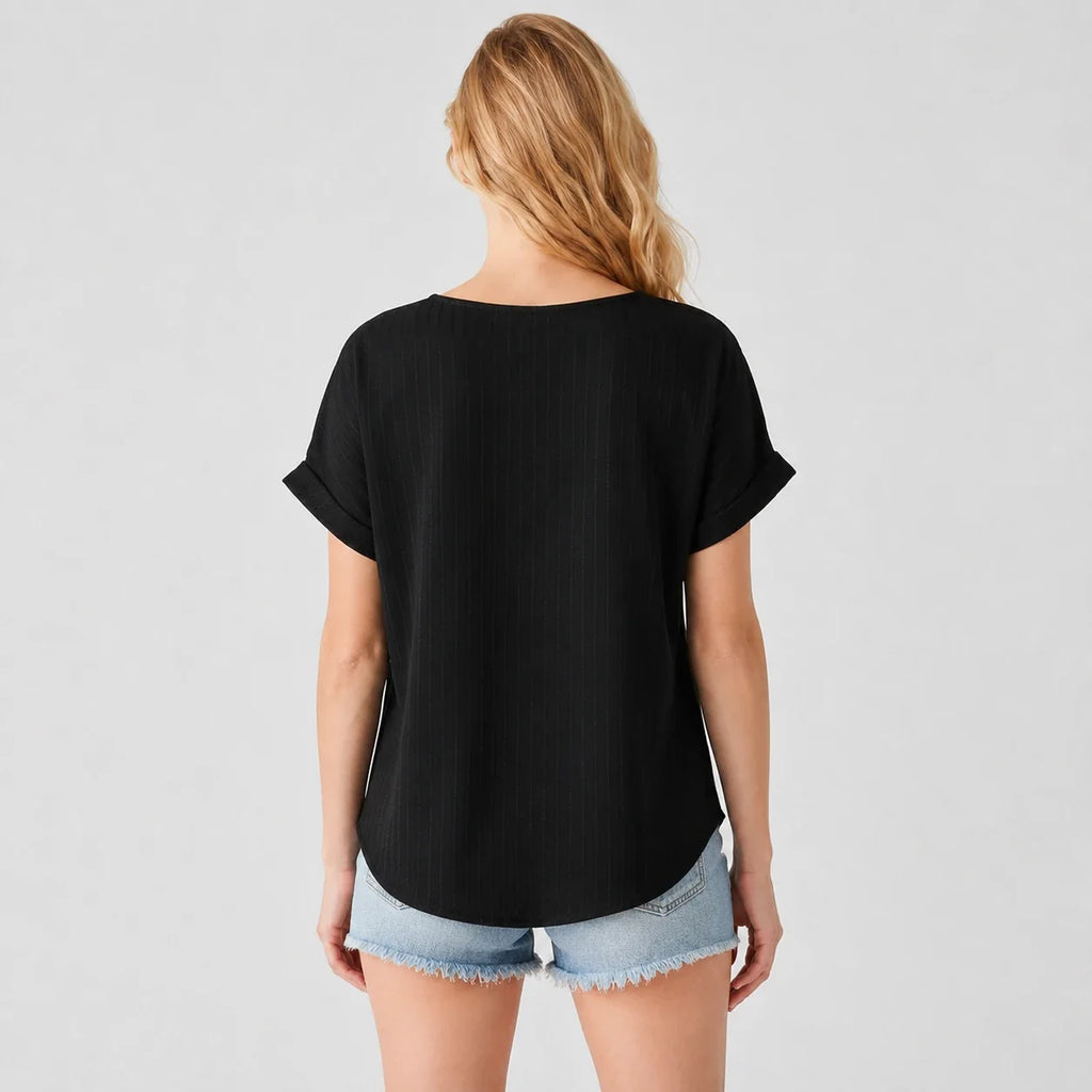 Zip Front V-Neck Top WHD0606111