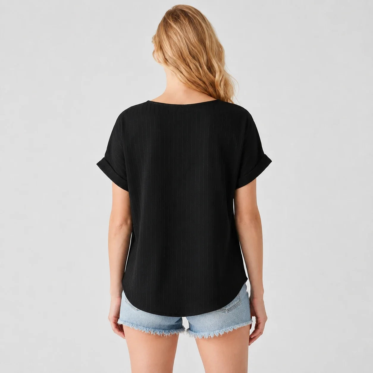 Zip Front V-Neck Top WHD0606111