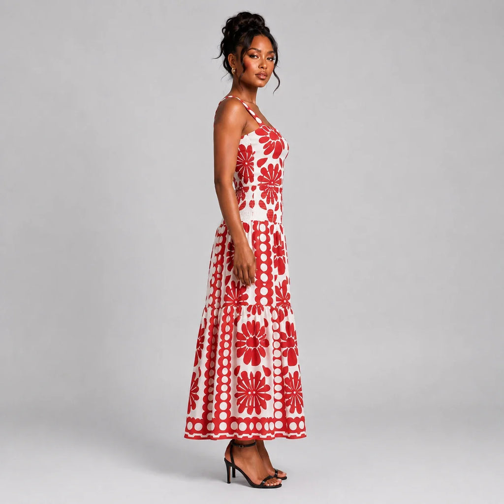 Floral Smocked Maxi Dress WHD0606112