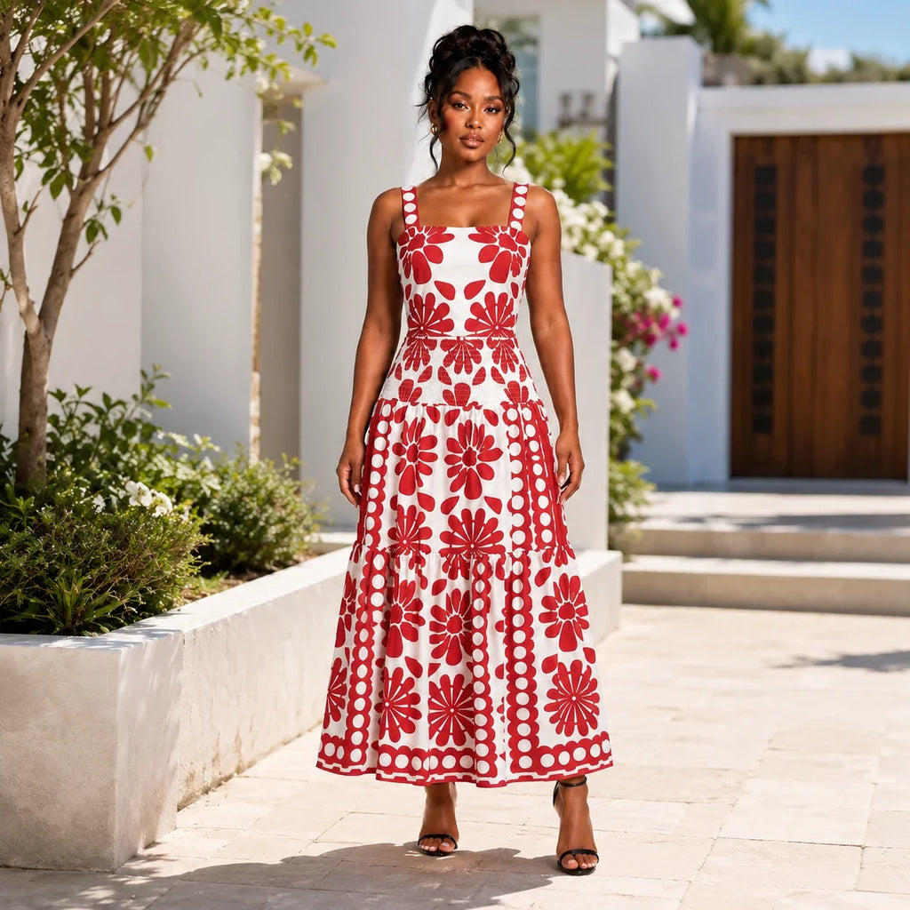 Floral Smocked Maxi Dress WHD0606112
