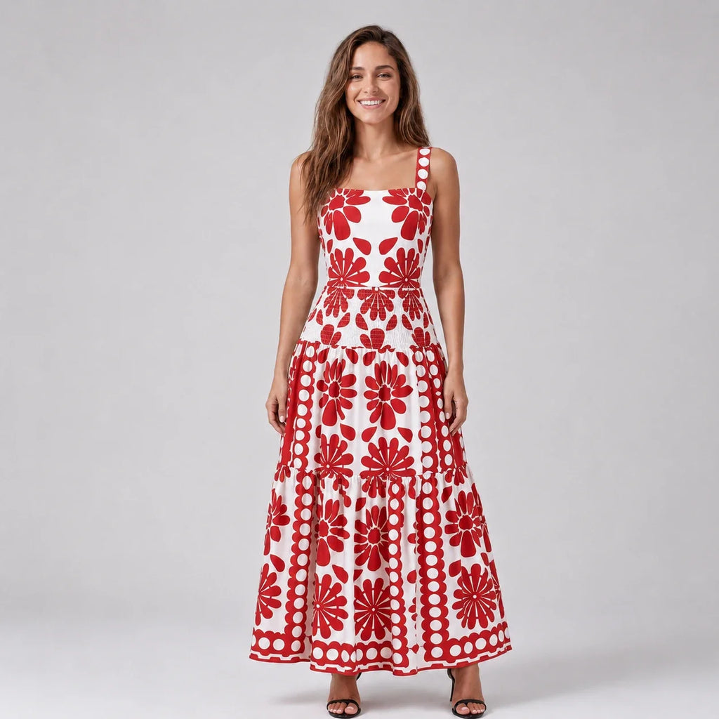 Floral Smocked Maxi Dress WHD0606112