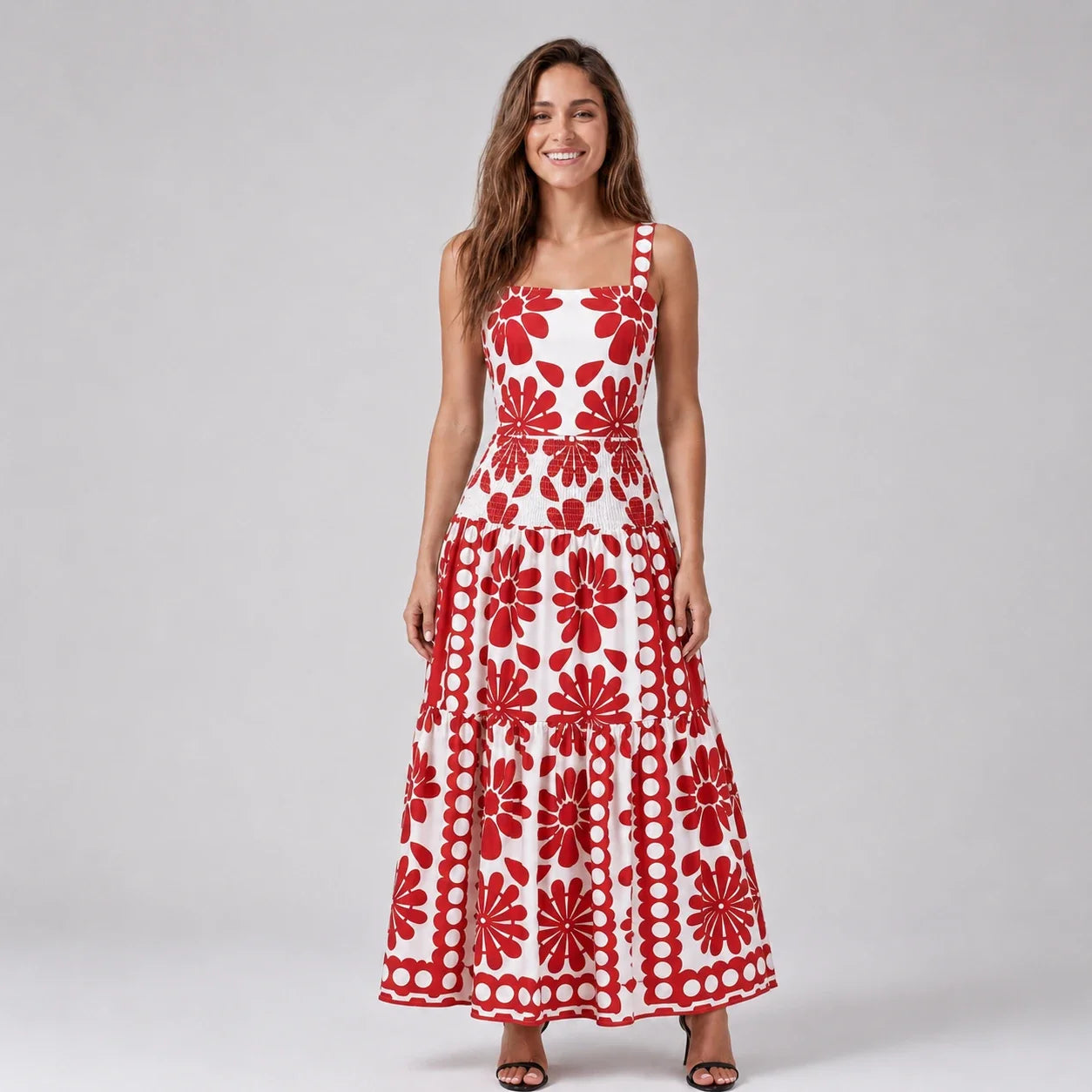 Floral Smocked Maxi Dress WHD0606112