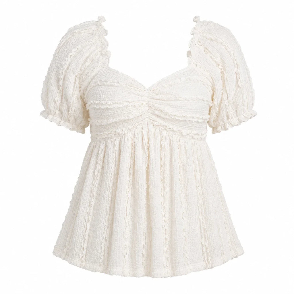 Textured Puff Sleeve Top WHD0606114