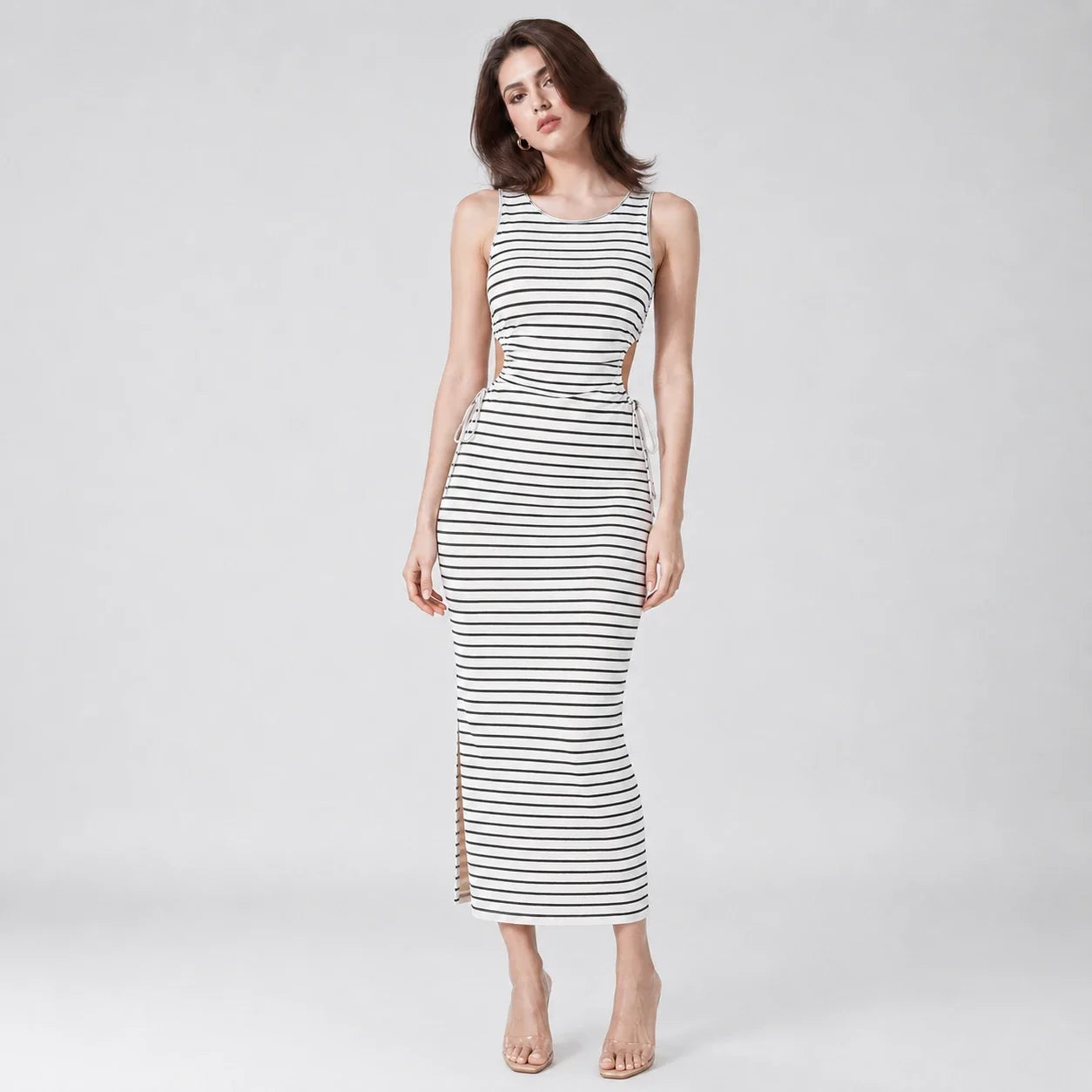 Striped Cutout Midi Dress WHD0606120