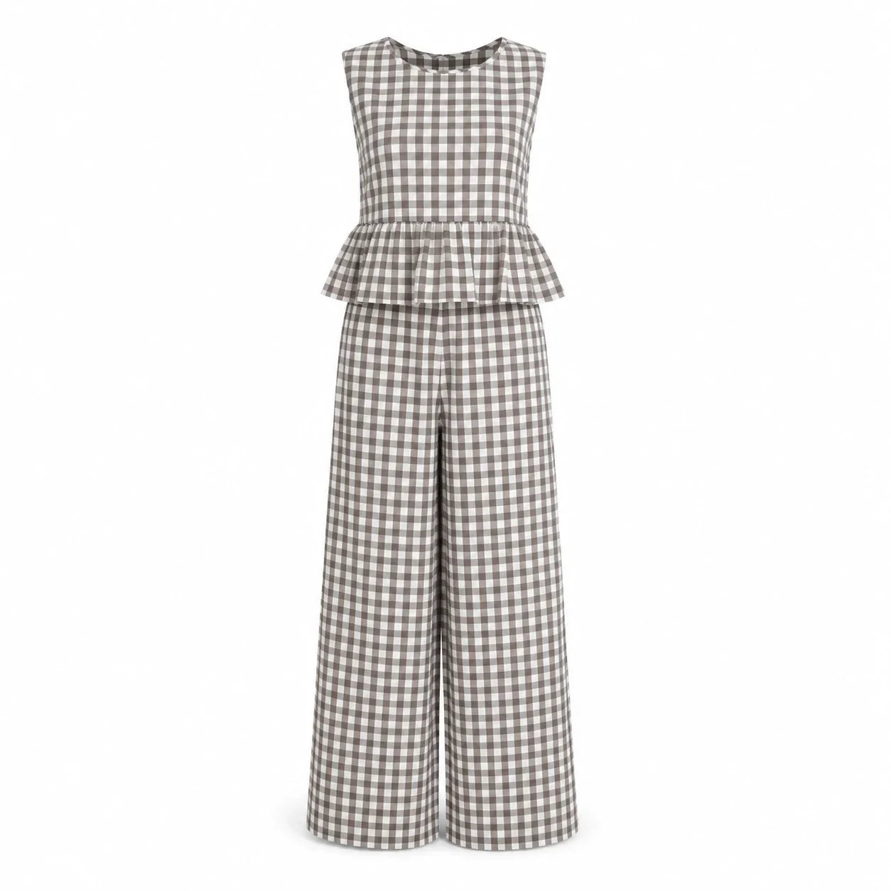 Gingham Peplum Pant Set WHD0606127