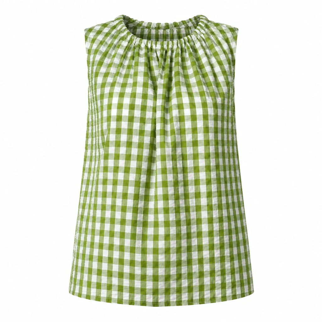 Gingham Tie Back Sleeveless Top WHD0606130