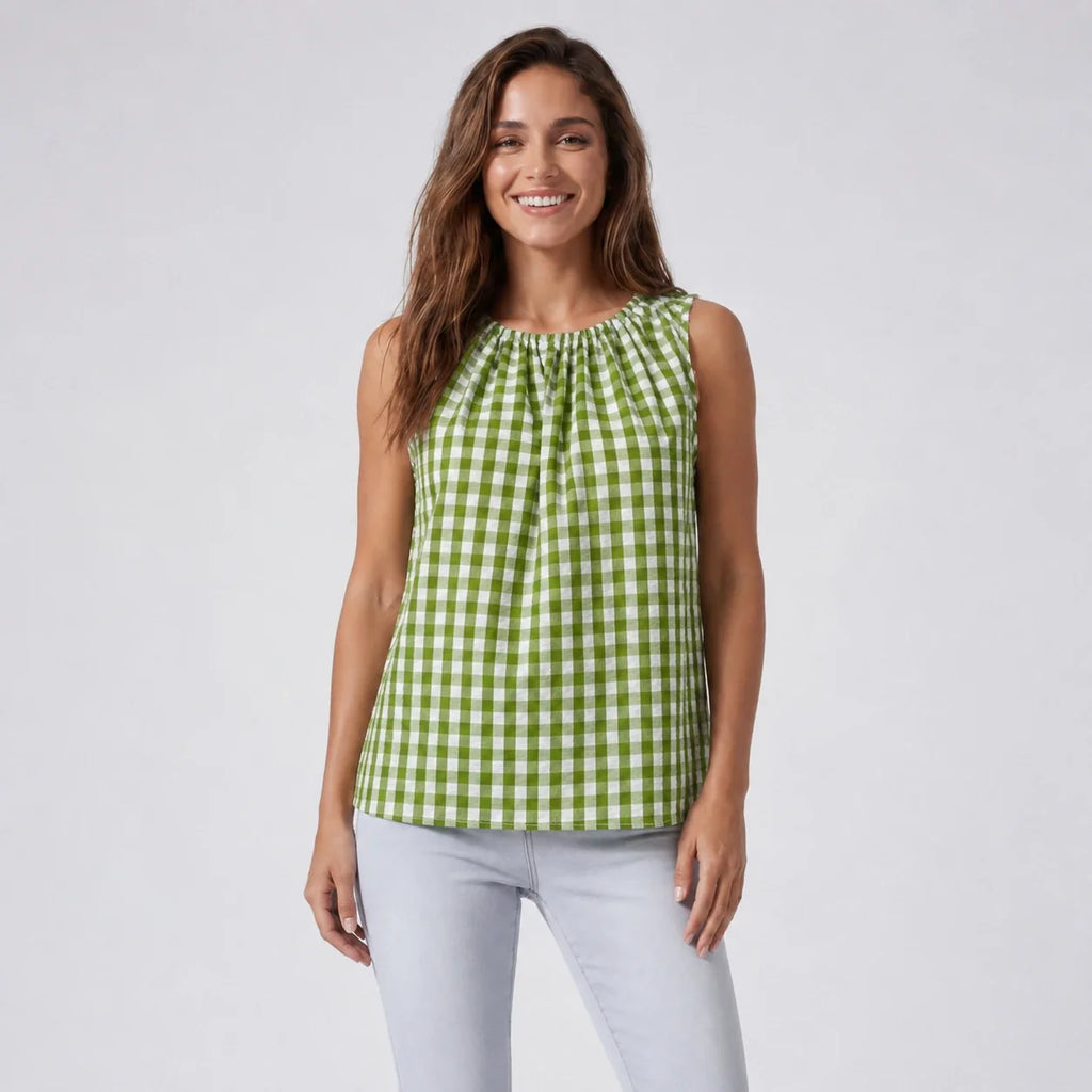 Gingham Tie Back Sleeveless Top WHD0606130