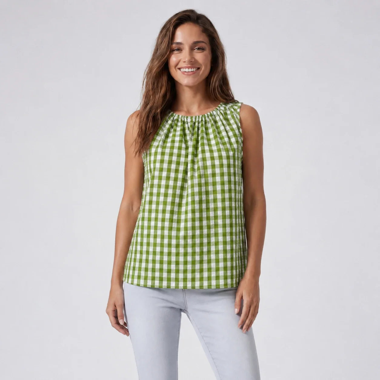 Gingham Tie Back Sleeveless Top WHD0606130