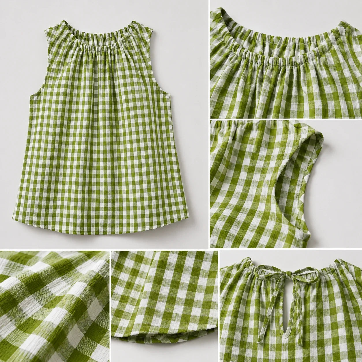 Gingham Tie Back Sleeveless Top WHD0606130