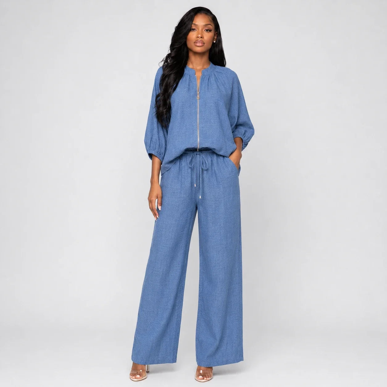 Zip Front Wide Leg Set WHD0606133