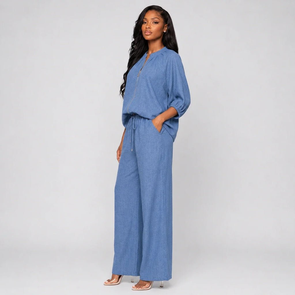 Zip Front Wide Leg Set WHD0606133