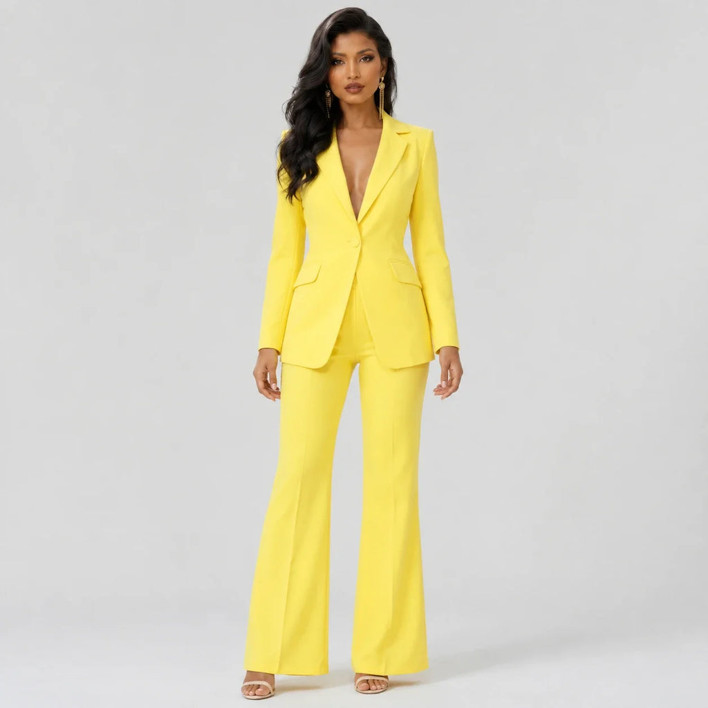 Yellow Tailored Suit Set WHD0606134