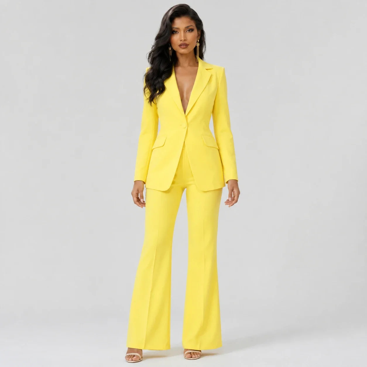 Yellow Tailored Suit Set WHD0606134