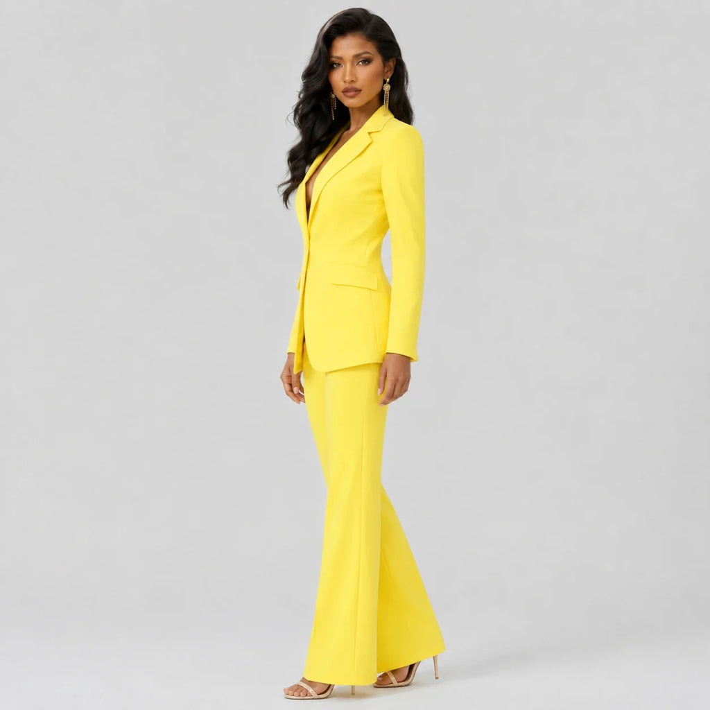 Yellow Tailored Suit Set WHD0606134