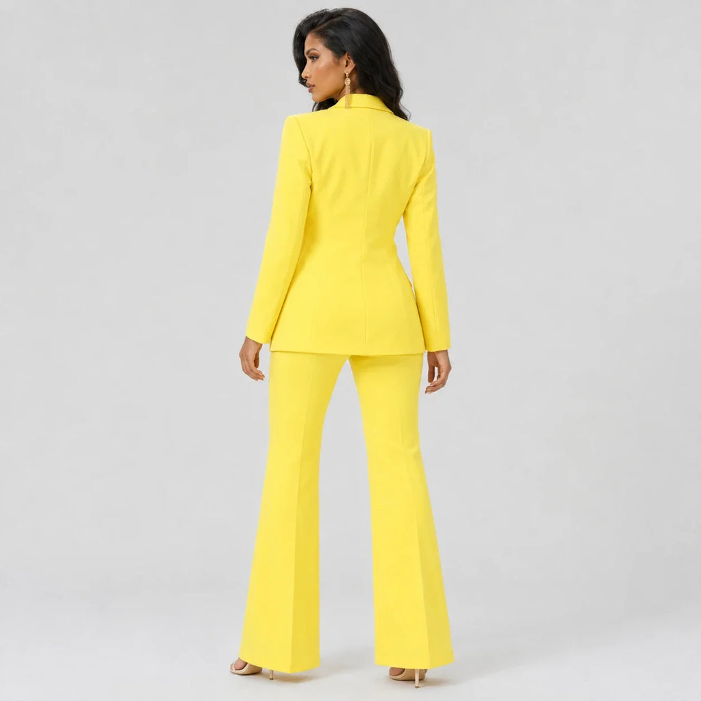 Yellow Tailored Suit Set WHD0606134