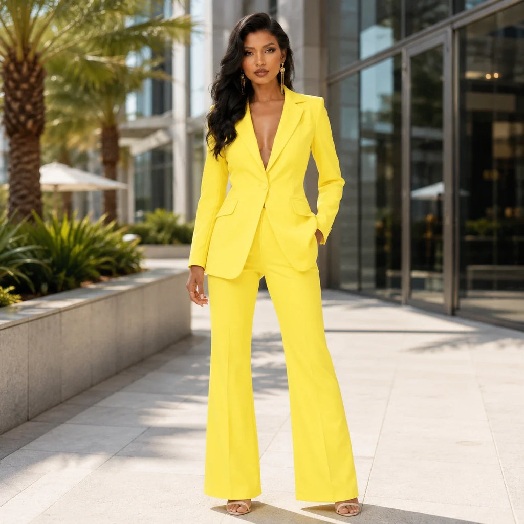 Yellow Tailored Suit Set WHD0606134
