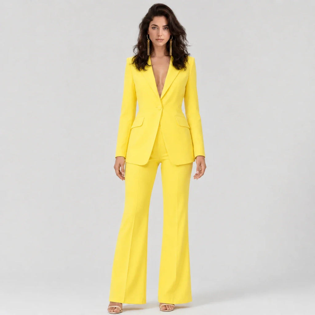 Yellow Tailored Suit Set WHD0606134