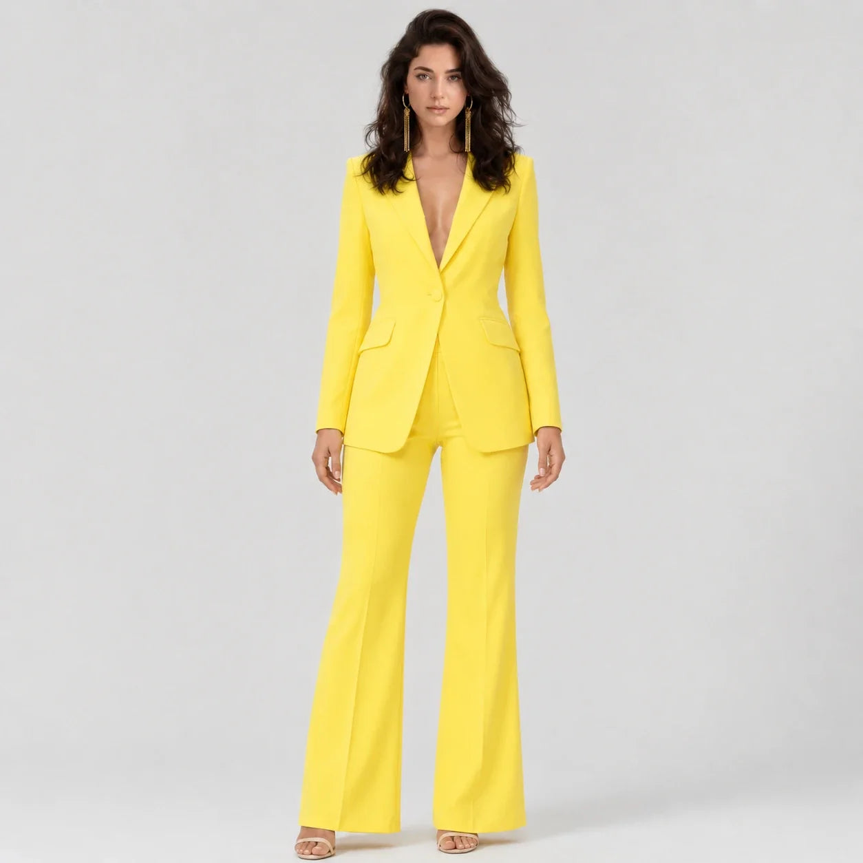 Yellow Tailored Suit Set WHD0606134