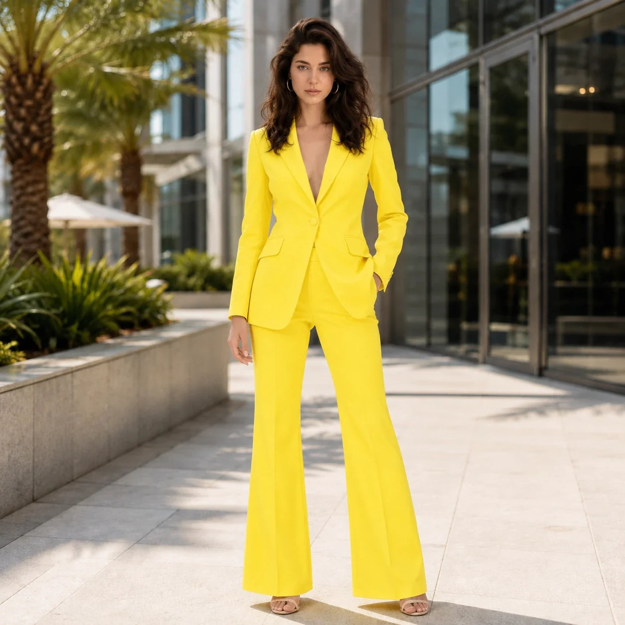 Yellow Tailored Suit Set WHD0606134