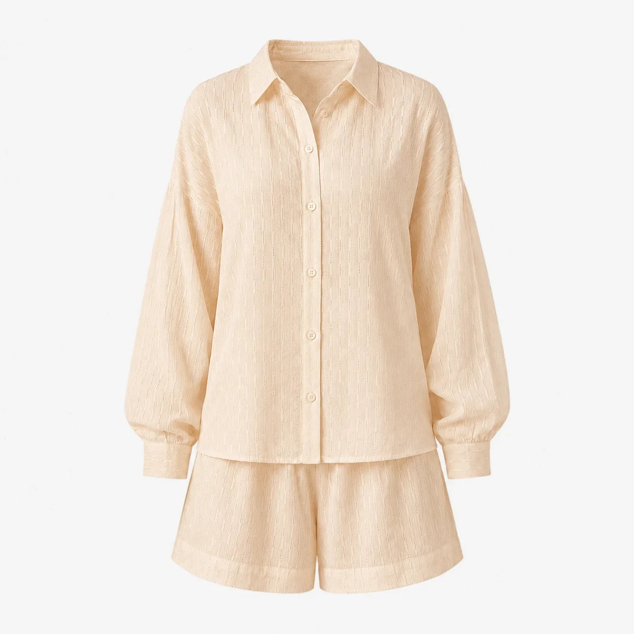 Textured Shirt Shorts Set WHD0606136