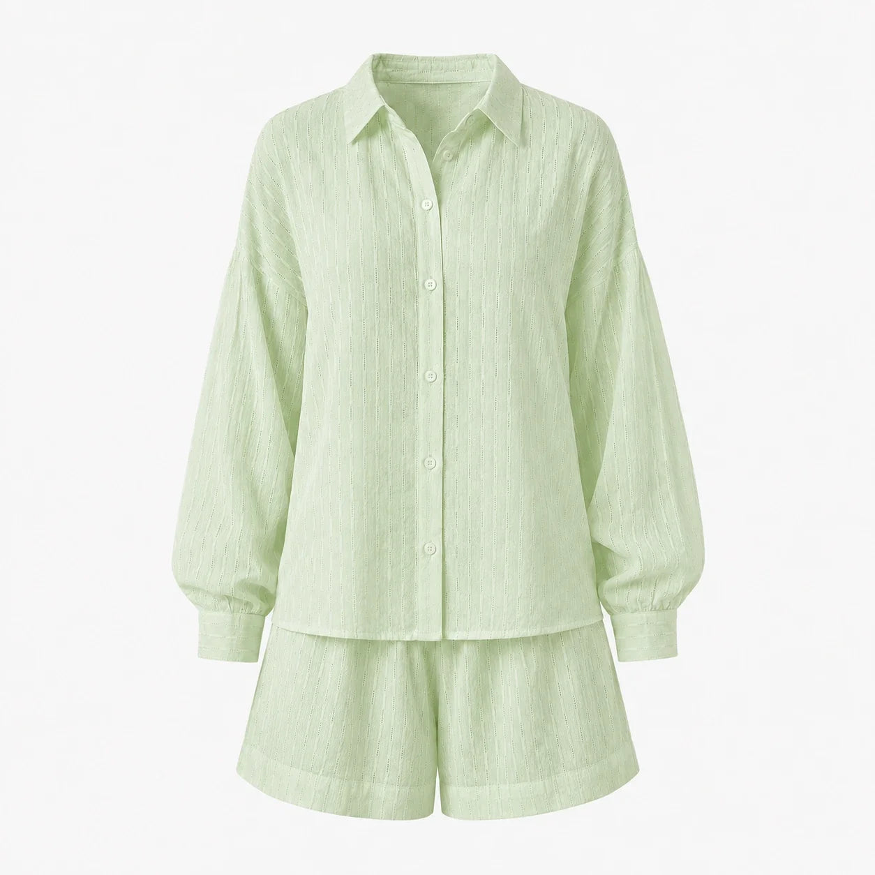 Textured Shirt Shorts Set WHD0606136