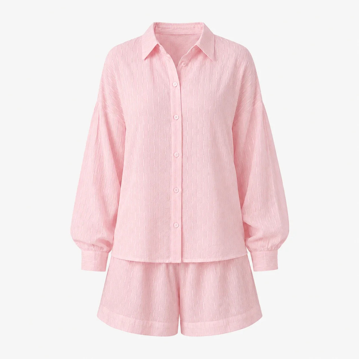 Textured Shirt Shorts Set WHD0606136