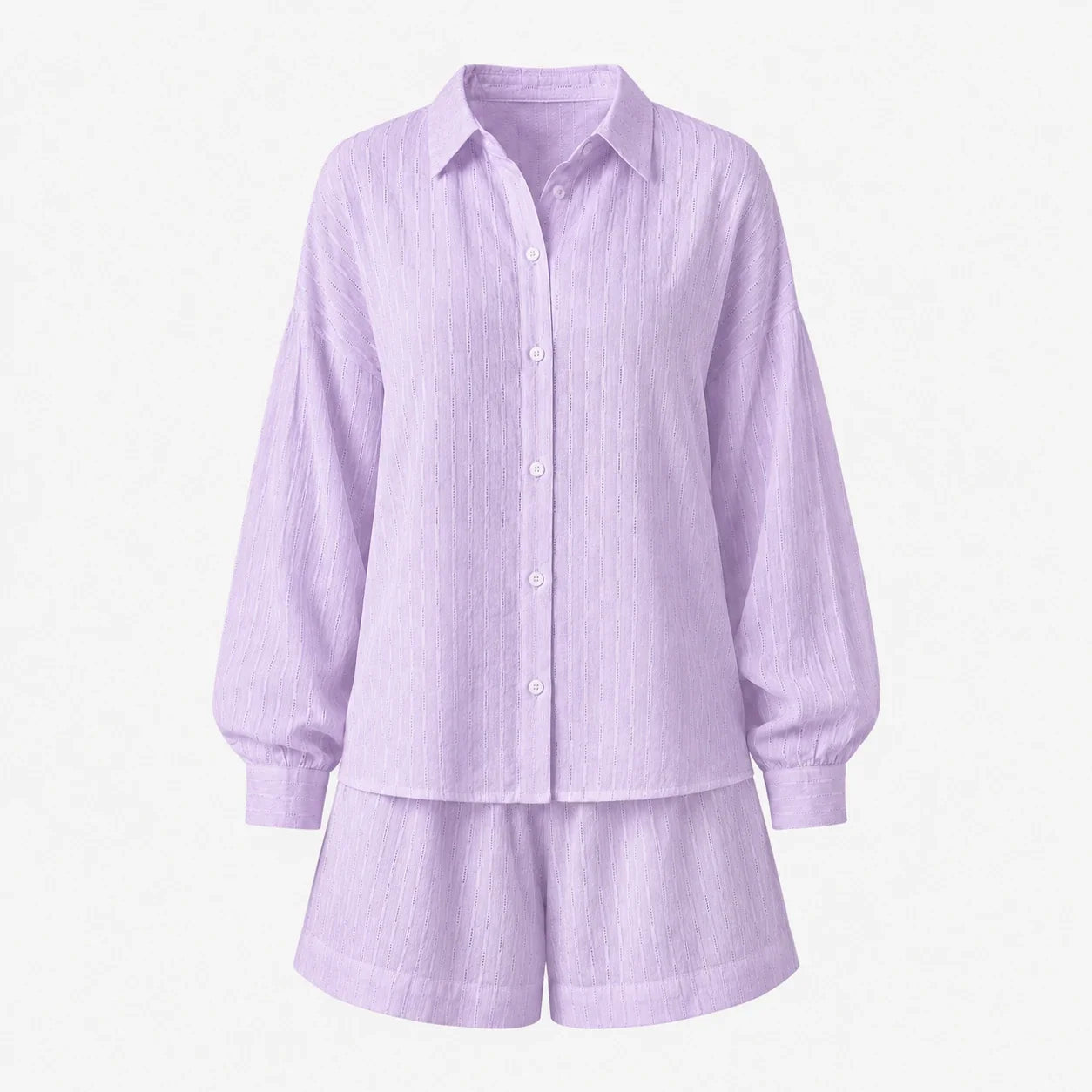 Textured Shirt Shorts Set WHD0606136