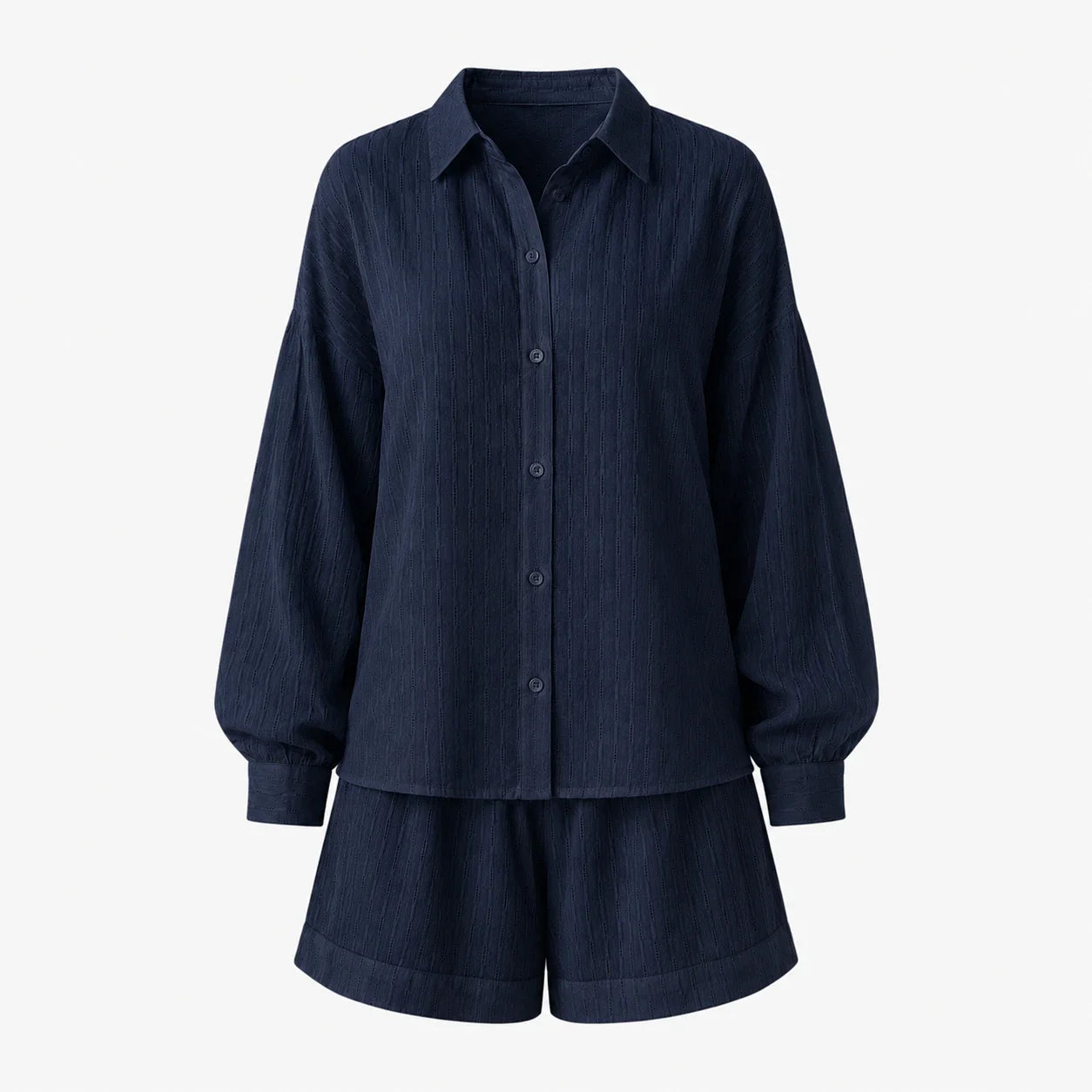 Textured Shirt Shorts Set WHD0606136