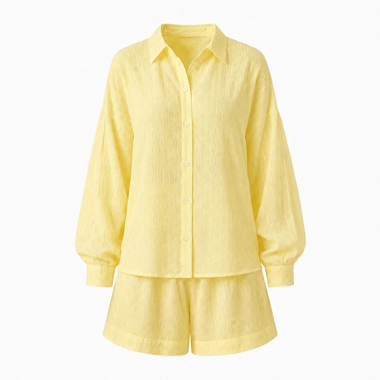 Textured Shirt Shorts Set WHD0606136