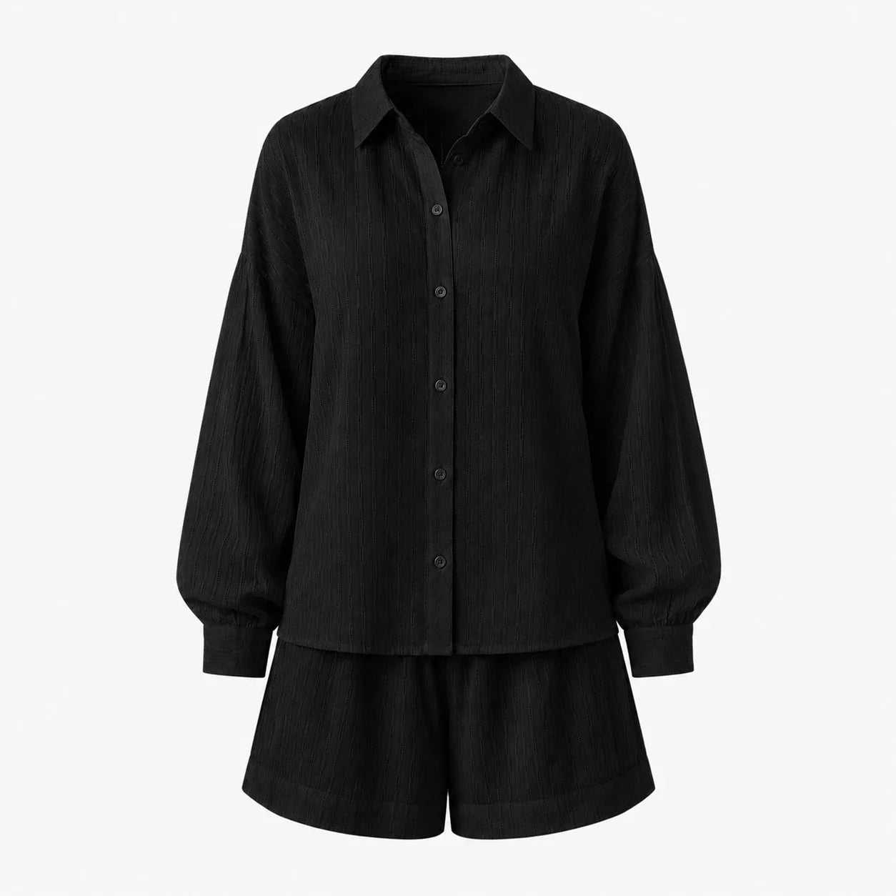 Textured Shirt Shorts Set WHD0606136