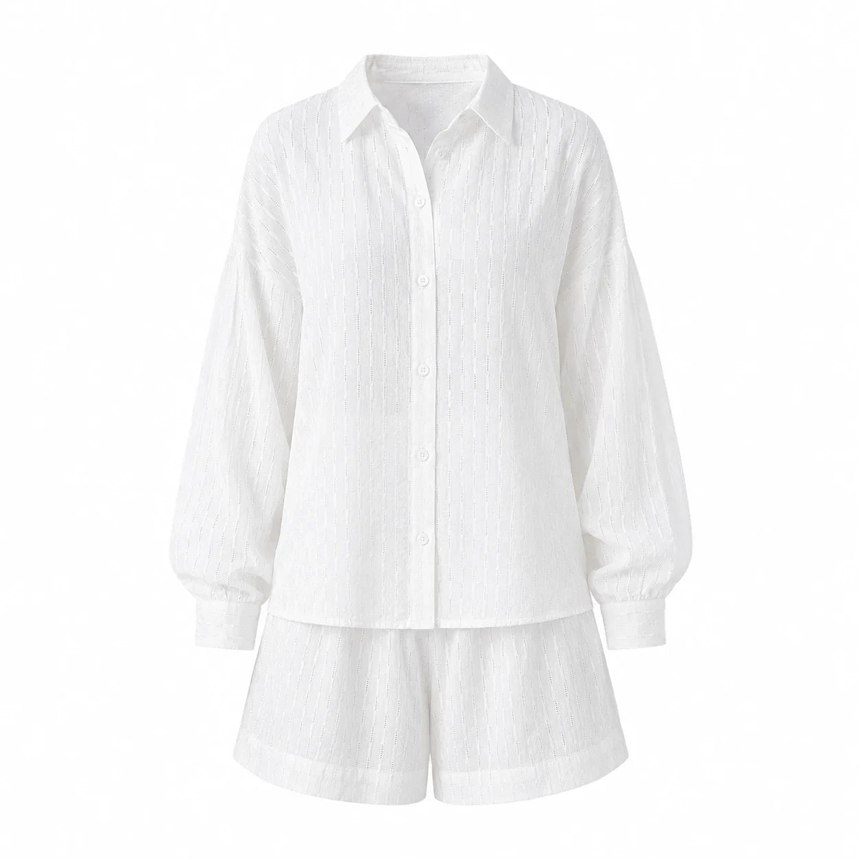 Textured Shirt Shorts Set WHD0606136