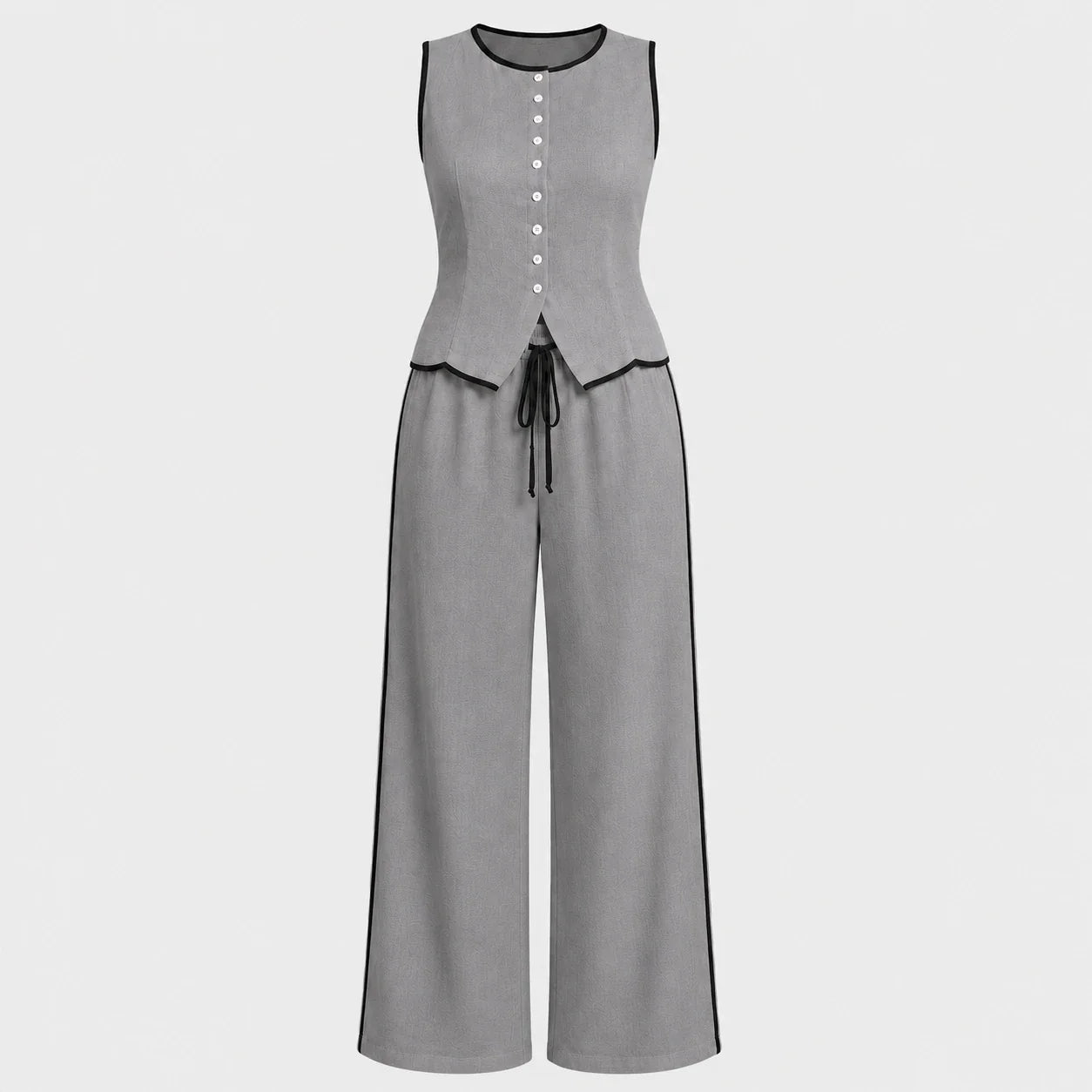 Contrast Trim Wide Leg Set WHD0606137