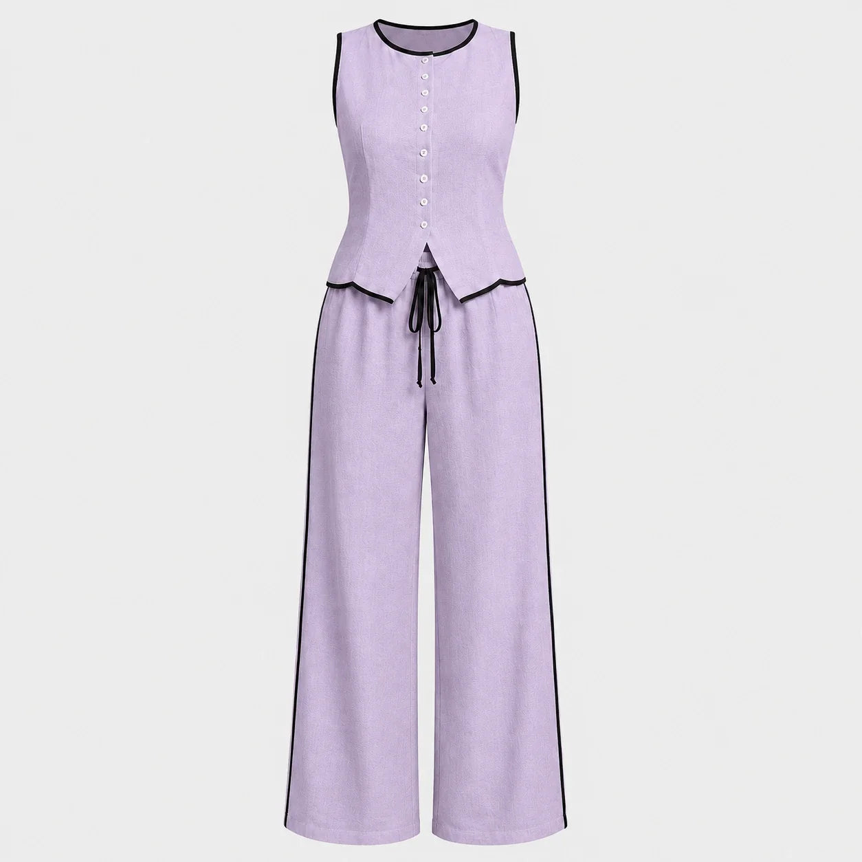 Contrast Trim Wide Leg Set WHD0606137