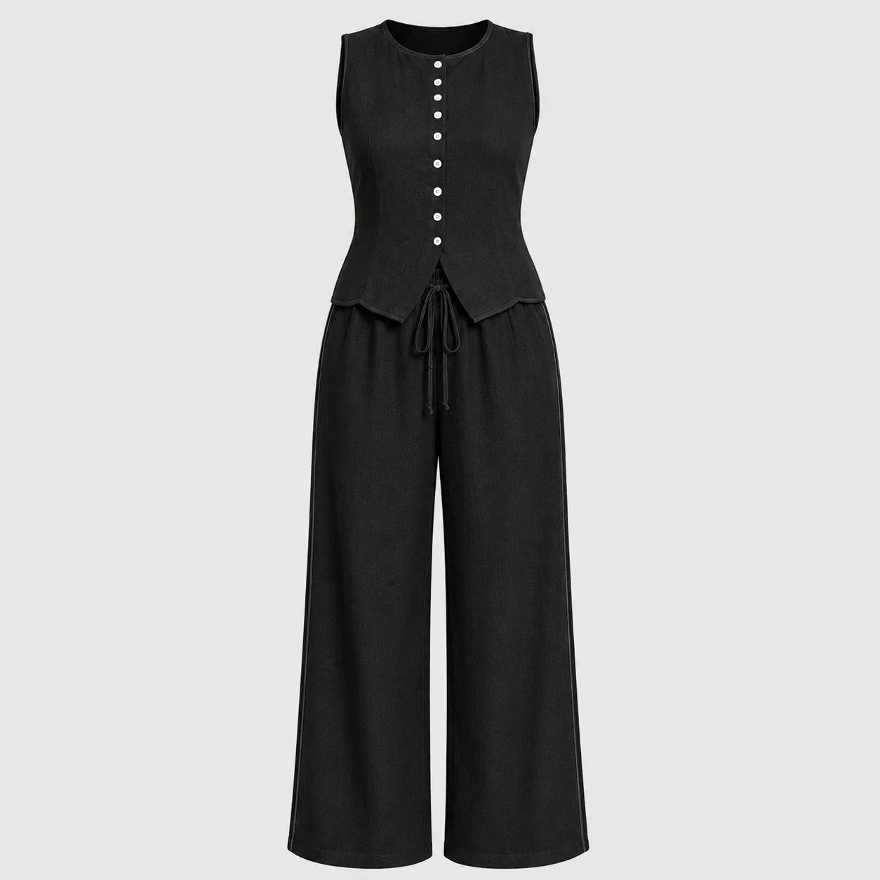 Contrast Trim Wide Leg Set WHD0606137