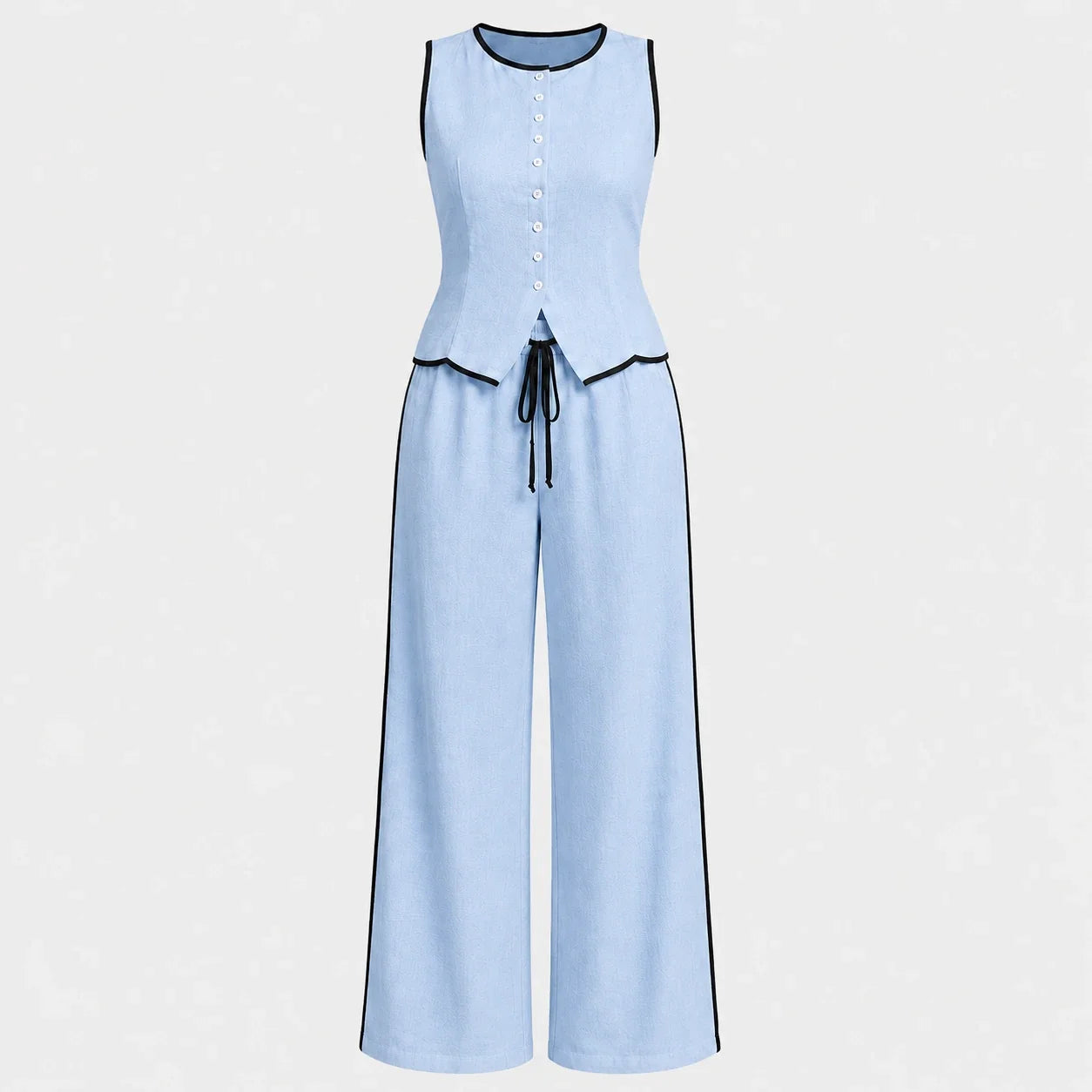 Contrast Trim Wide Leg Set WHD0606137
