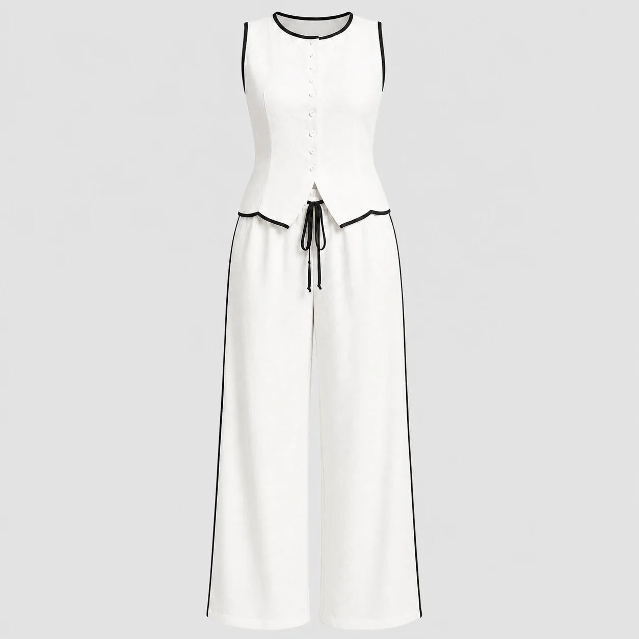 Contrast Trim Wide Leg Set WHD0606137