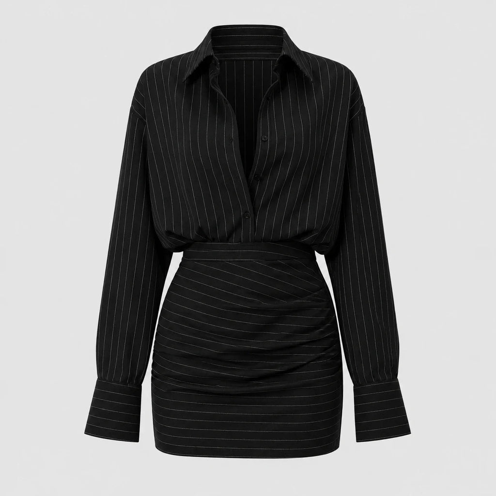 Gray Pinstripe Skirt Set WHD0606138