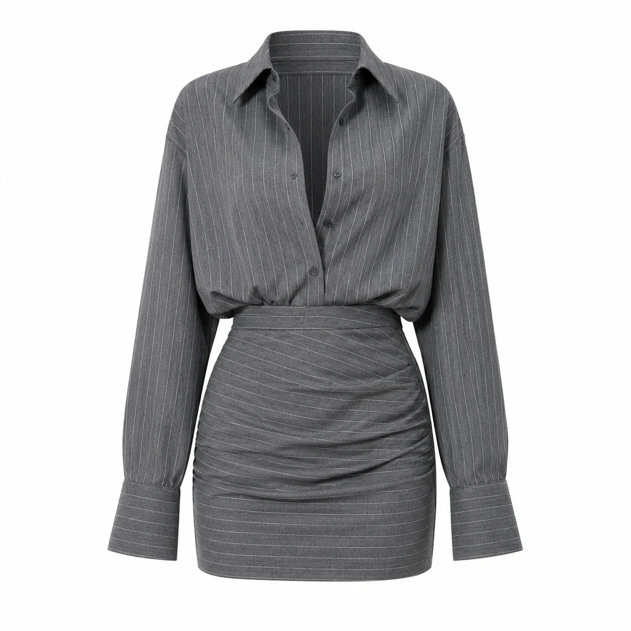 Gray Pinstripe Skirt Set WHD0606138