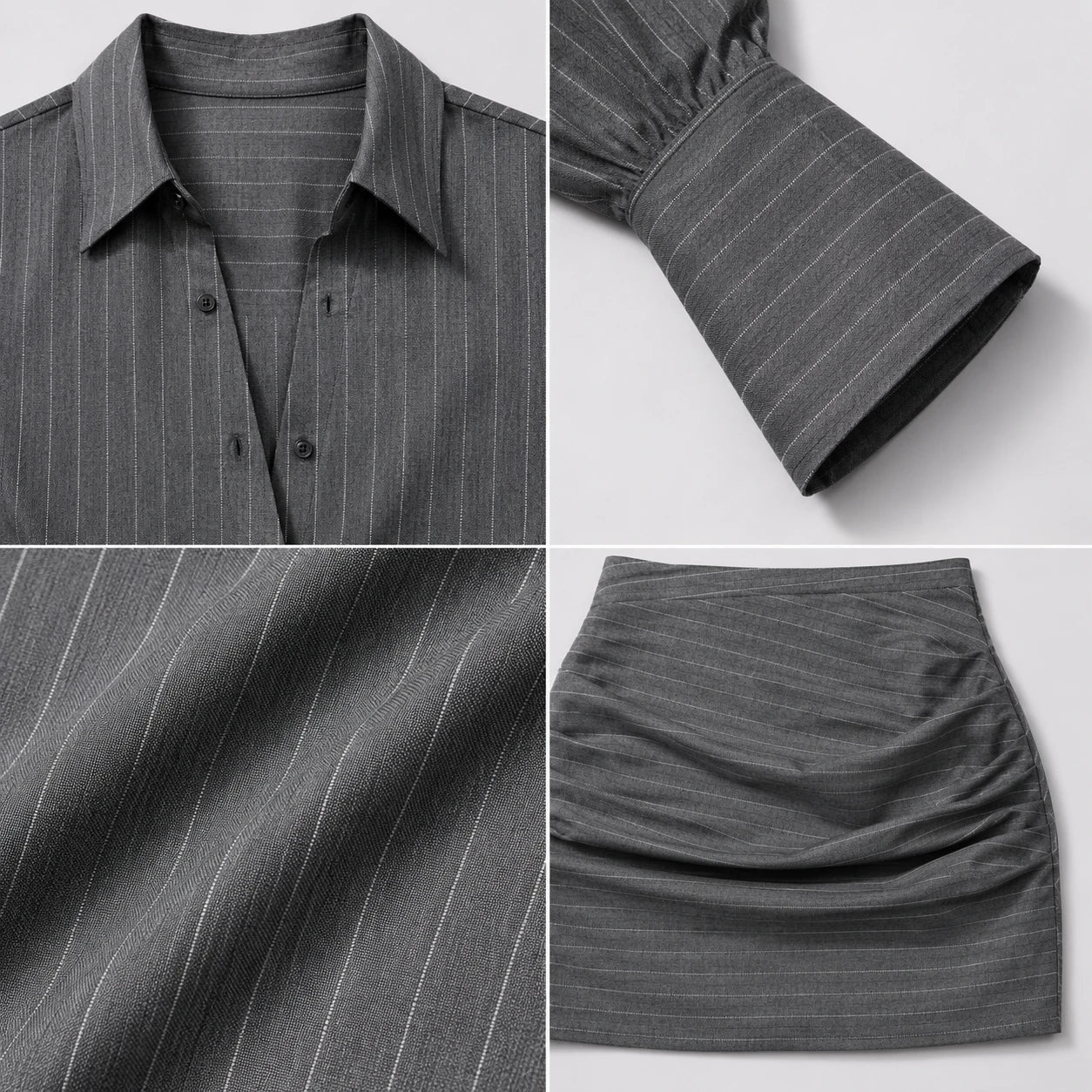 Gray Pinstripe Skirt Set WHD0606138