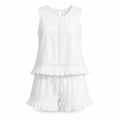 White Ruffle Shorts Set WHD0606139