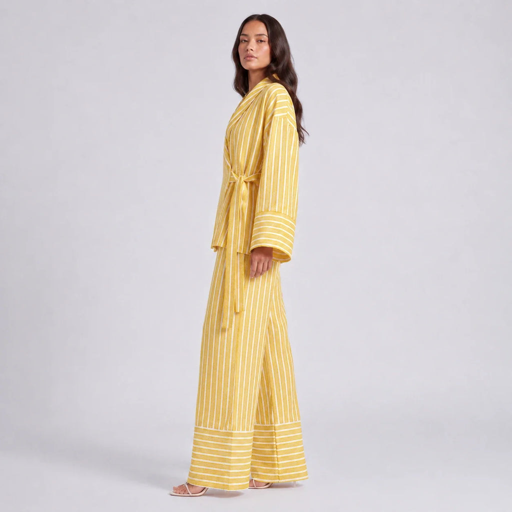 Striped Tie Waist Set WHD0606140