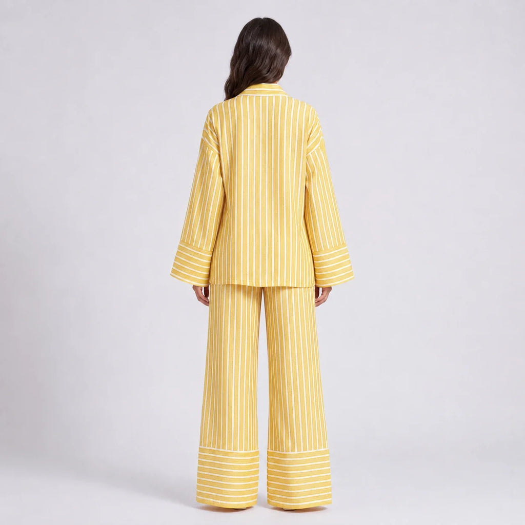 Striped Tie Waist Set WHD0606140