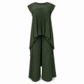 Pleated Overlay Wide Leg Set WHD0606141