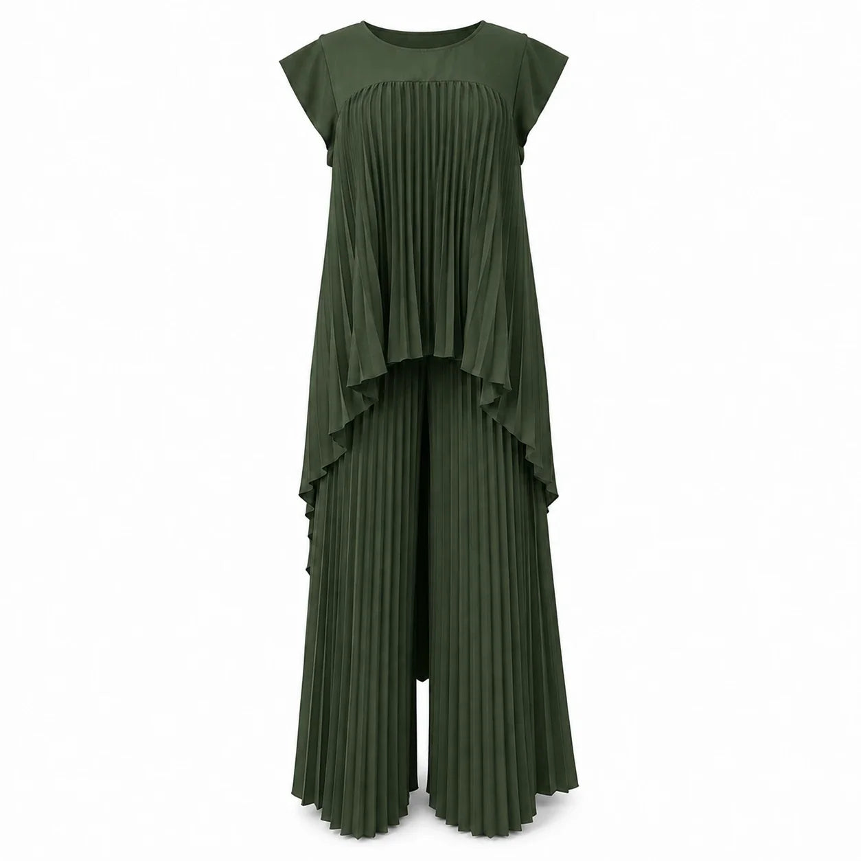 Pleated Overlay Wide Leg Set WHD0606141