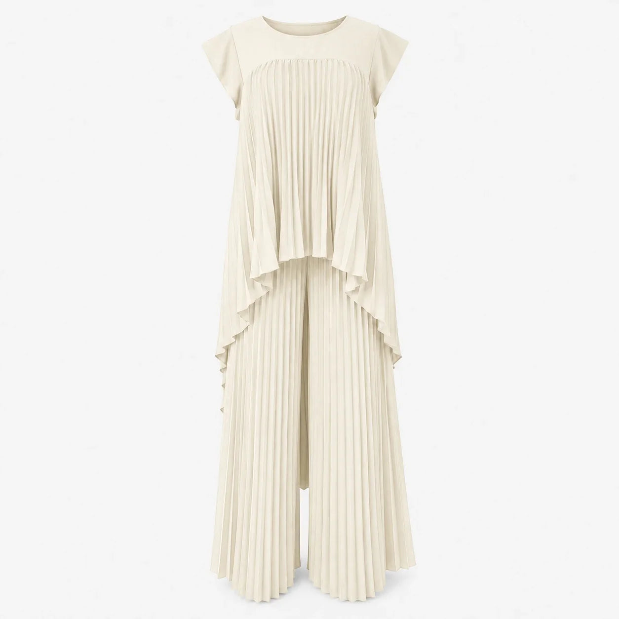 Pleated Overlay Wide Leg Set WHD0606141