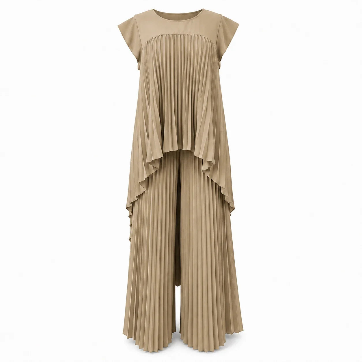 Pleated Overlay Wide Leg Set WHD0606141