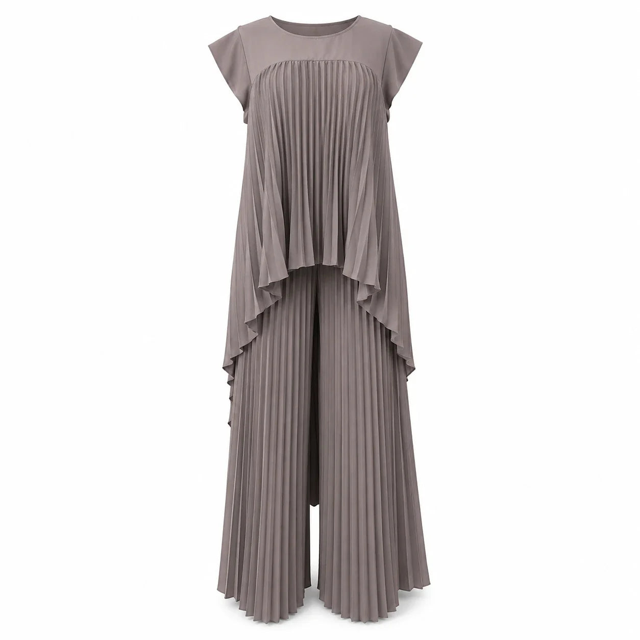 Pleated Overlay Wide Leg Set WHD0606141
