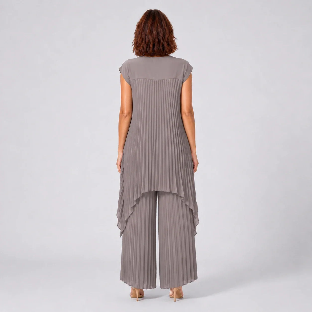 Pleated Overlay Wide Leg Set WHD0606141